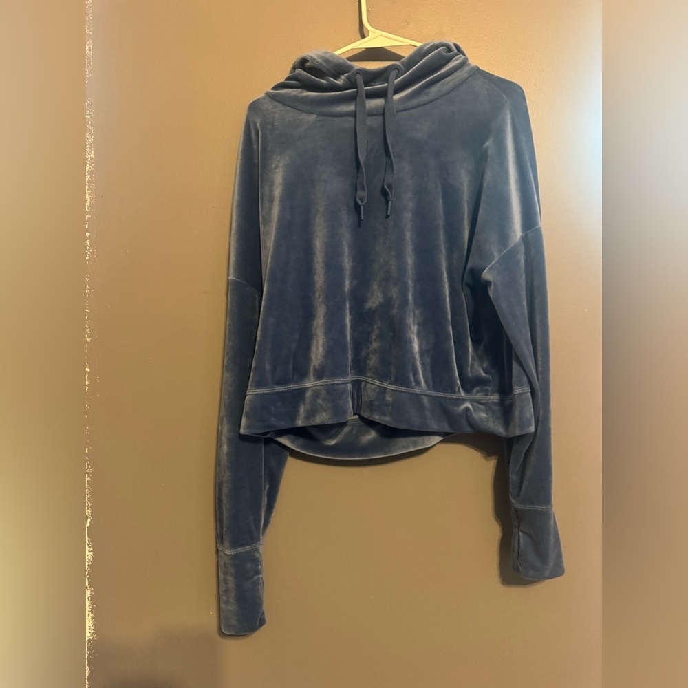 Aerie Deep Blue Velour Hoodie